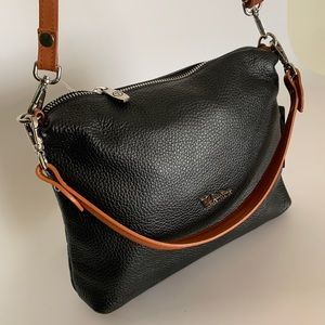 Valentina, black, pebble leather, cross body, satchel, NWT, Made in Italy